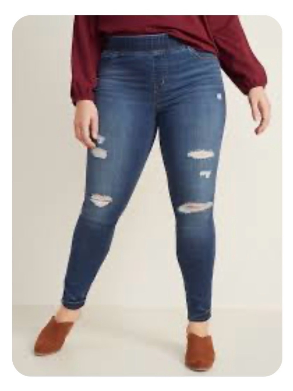 Old Navy Mid-Rise Distressed Rockstar Super Skinny Pull-On Jeggings Size 8